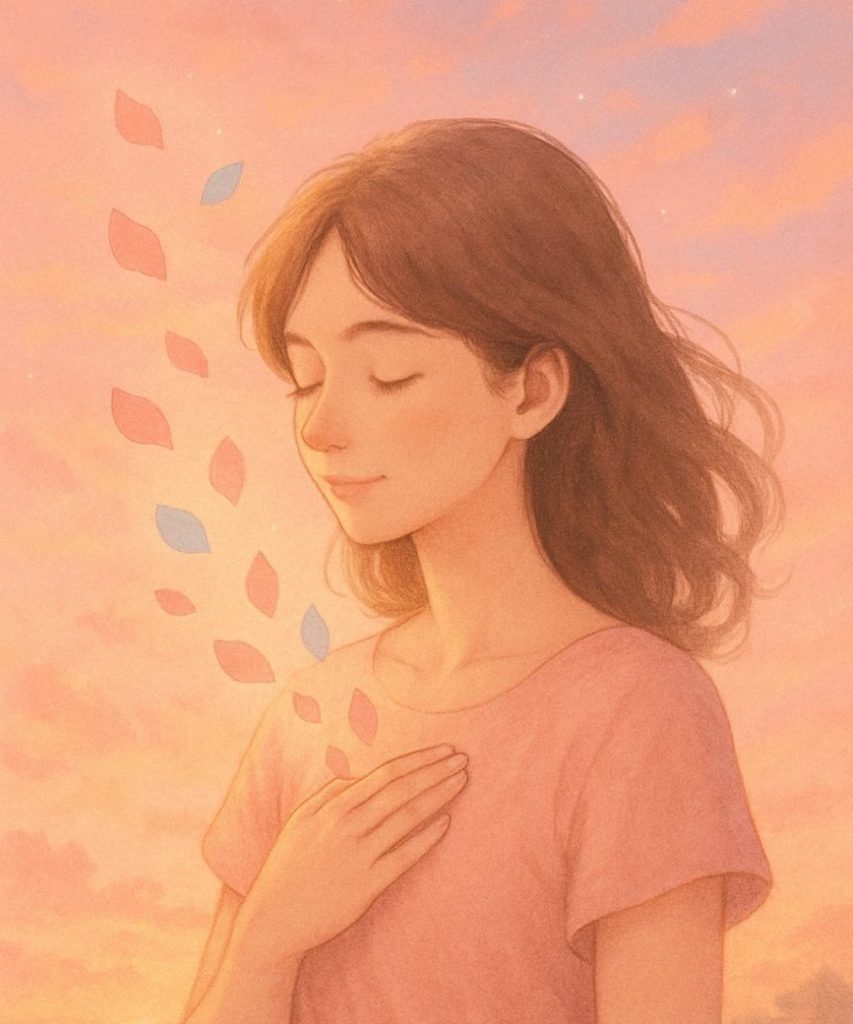 リラックスして心の声を聴く女性